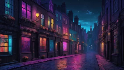 Türaufkleber street in the night city sleep © chep