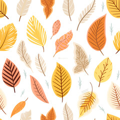 Seamless pattern Autumn leaves, yellow, red 
