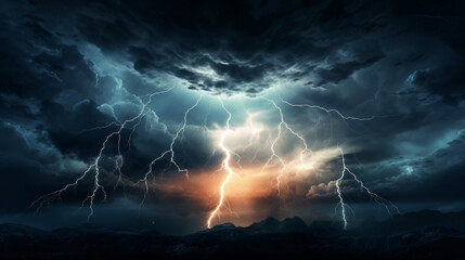 Naklejka premium thunder dark background storm lightning ominous dang