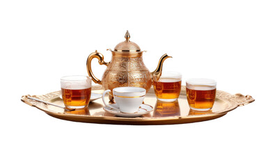 Turkish Tea Set, a Display of Elegance and Cultural Sophistication on a White or Clear Surface PNG Transparent Background