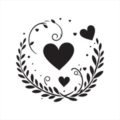 Loving Connection Silhouette: Graceful Heart for Stock Use - Valentine Silhouette - Heart Vector
