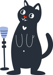 Cat Singer With Microphone