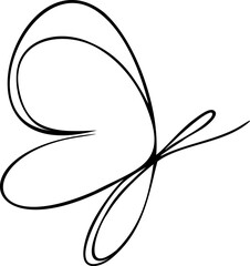 Butterfly logo outline vector illustration. Butterfly sketch hand drawing stylized decorative design elements