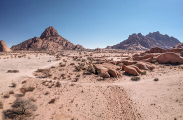 panoramic view to the mountains of spitzkoppe