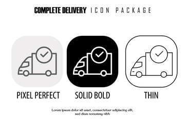 delivery complete outline icon in different style vector design pixel perfect