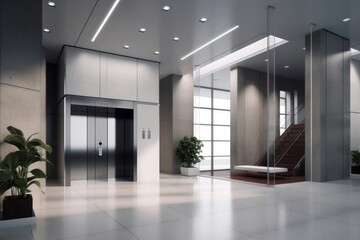 Fototapeta premium Elegant Elevator in Modern Interior Design Hall