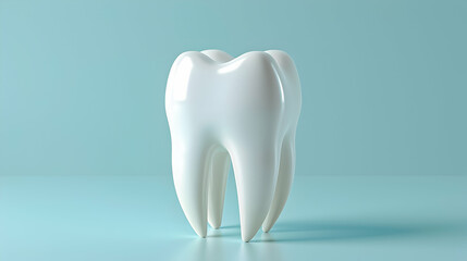 White tooth on the light blue background.