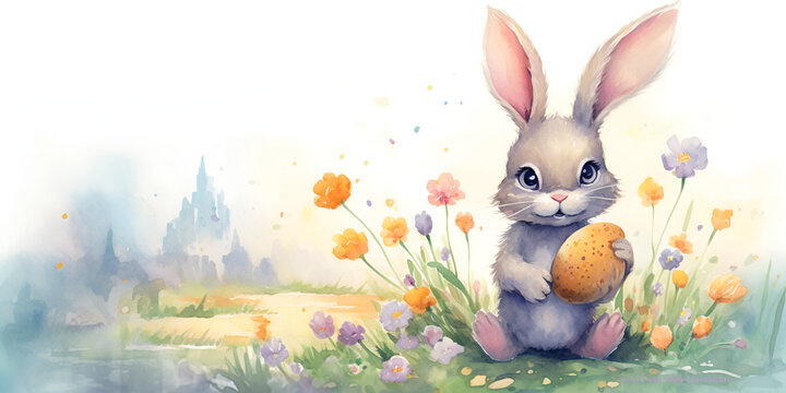 Easter Bunny Watercolor. High quality photo