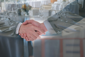 men or business people shaking hands with partner to greeting or dealing business joint venture...
