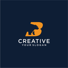 b logo design with bear