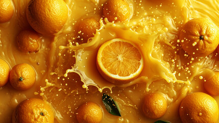 Orange Fruit Background with Water Splash.