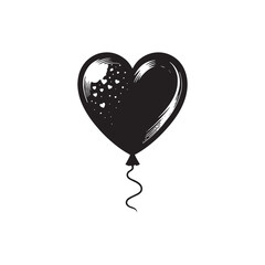 Sweet Serenade: Heart Balloon Silhouette in Stock - Valentine Silhouette - Heart Balloon Vector

