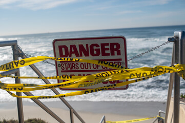 Danger sign at the oceanside