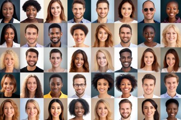 Black History Month, Hundreds of different male and female smiling faces. Diversity and society concept.