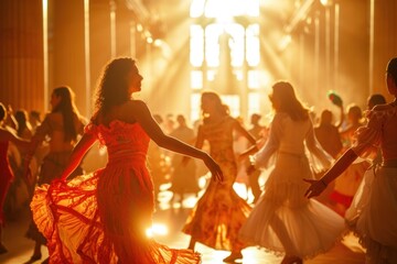 Salsa dancing indoor sunlight