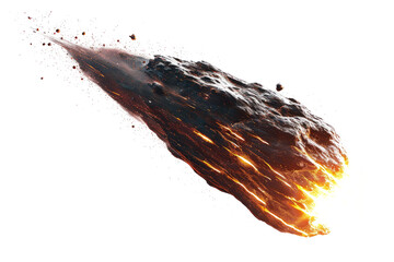 A meteor in the air engulfed in fire, cut out - stock png.