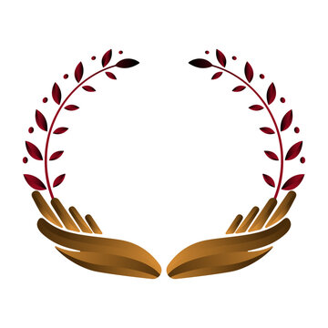 hand logo with leaf circle
