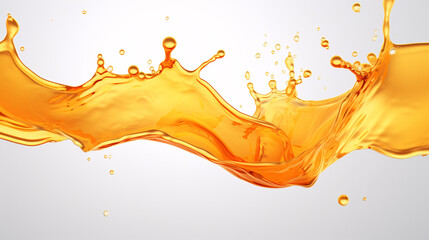 Orange juice splash isolated on transparent background cutout, sliced orange juice splash concept illustration
