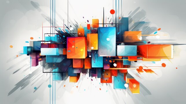 3D geometric rectangle colorfull modern graffiti style design illustration