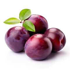 Plums isolated on clear white background