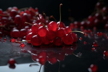 red fruits on surface. Generative AI