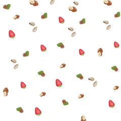 
strawberry berries, print,  nuts, 
hazelnut, pistachio, food, natural