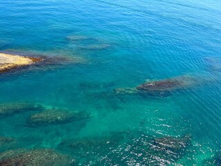 Amazing sea coast of Mediterranean coast beautiful aerial view 