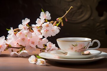 Fototapeta na wymiar Peach blossom white tea