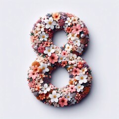 Flowers digit 8. AI generated illustration