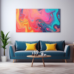 Bold and colorful waves Abstract marbled acrylic paint creates a vibrant background banner with a swirl of rainbow colors and artistic texture. ai generative
