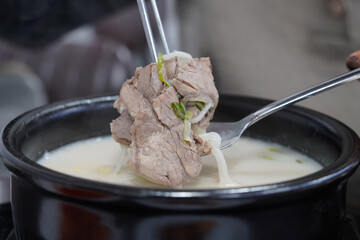 A thick soup made of beef, shank bones, and knucklebones gently simmered for hours. Rich in protein...