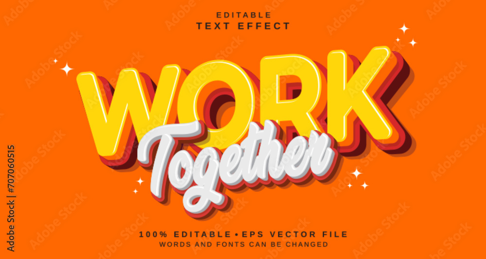 Poster editable text style effect - work together text style theme.