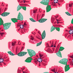 Seamless background with pink flowers