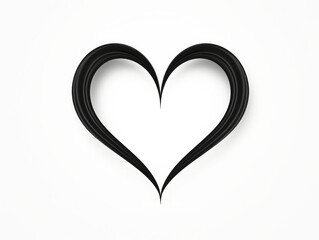 Drawing of a heart, fine and thin black line, minimalist on a transparent background,
