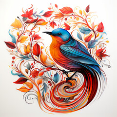 Contemporary Wildlife Beauty Delicate Birds in Minimalist Design with Vibrant Colors, Generative Ai