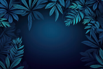 Fototapeta na wymiar Immerse yourself in a Collection of tropical leaves Blue space background forms a stylish frame for this botanical artwork, perfect for decoration and design. ai generative