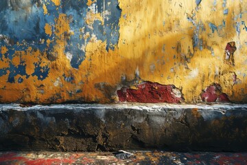 Old wall background, where the worn textures and faded colors create a visually appealing, Generative AI