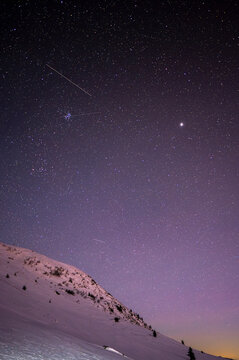 Night view of Tarnica in the Bieszczady National Park, Poland.