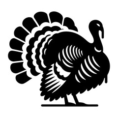 minimal turkey chicken vector silhouette, black color silhouette