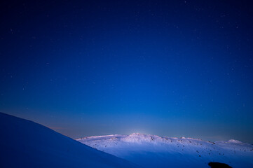 Night view of the Mount Krzemien in the Bieszczady National Park, Poland.