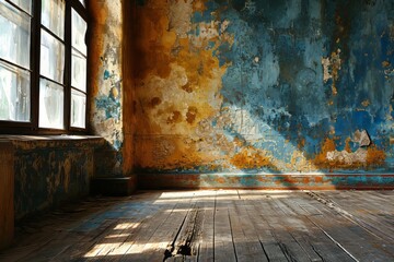 Antiquated charm of an old wall background, where the worn textures and weathered details create a visually captivating, Generative AI
