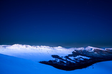 Night view of the Mount Krzemien in the Bieszczady National Park, Poland.