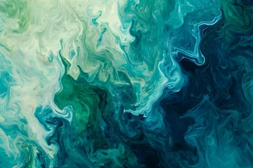 Foto op Plexiglas Abstract art blue paint background with liquid fluid grunge texture. © Glce