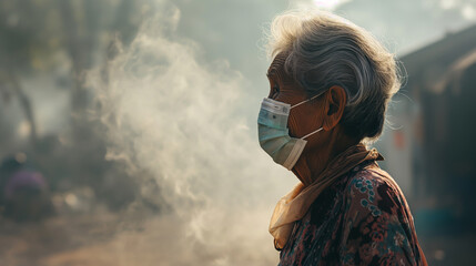 Fototapeta premium People who live with toxic fumes and PM2.5 Generative Ai