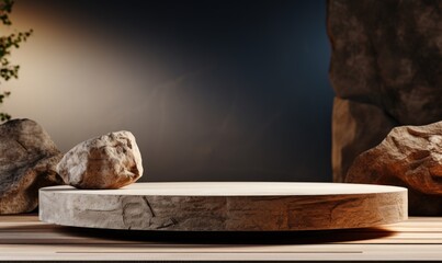 Use a natural stone podium to exhibit your range of organic cosmetics