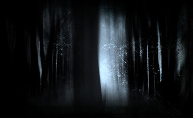 Night in the Forest, Scary Horror Landscape, Grunge background
