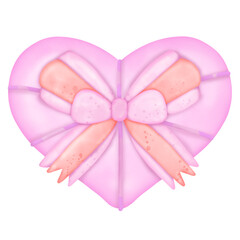 Cute Pink heart and bows watercolor