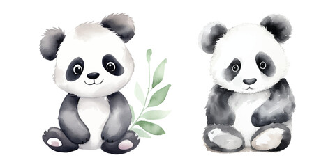 cute panda watercolor vector illustration
