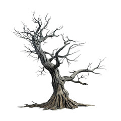 creepy gnarled trees isolated