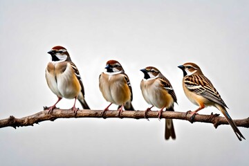 sparrow on a branch with solid background